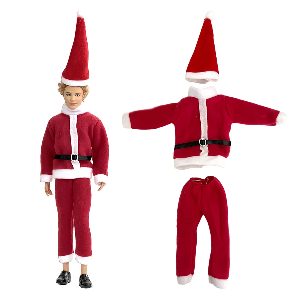 1 Nastavite Novo Božič Oblačil, Fashion Majica +Red Hat za Ken Lutka Obleko Pribor Za 1/6 Moška Lutka Stranka Santa Igrače