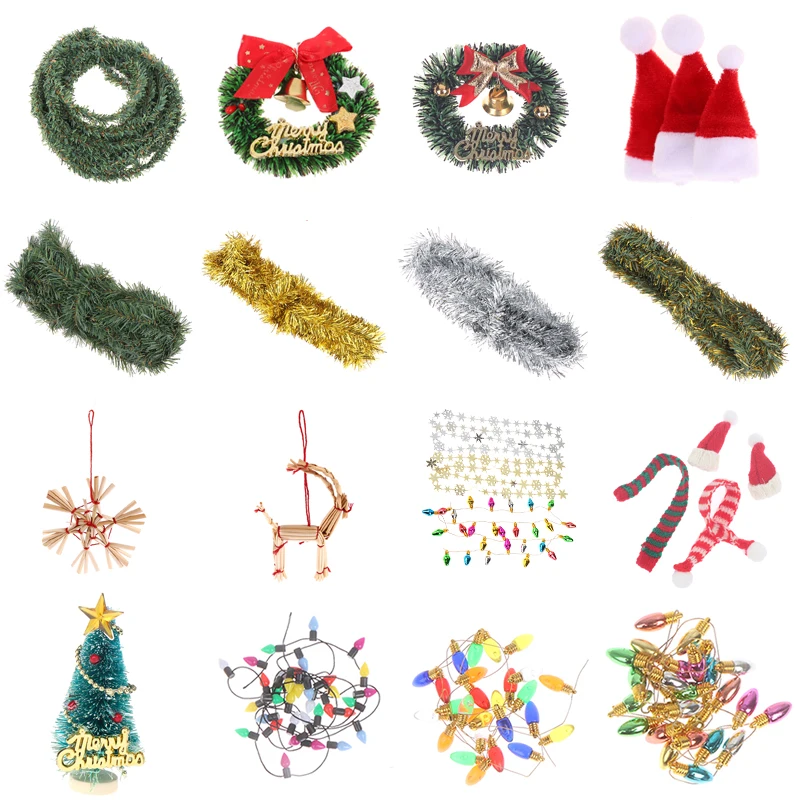1pc Božični Okraski, Lutke Miniaturni Posnemanje Pine Leaf Trakovi Ratana DIY Dekorativne Za Punčko Hiše