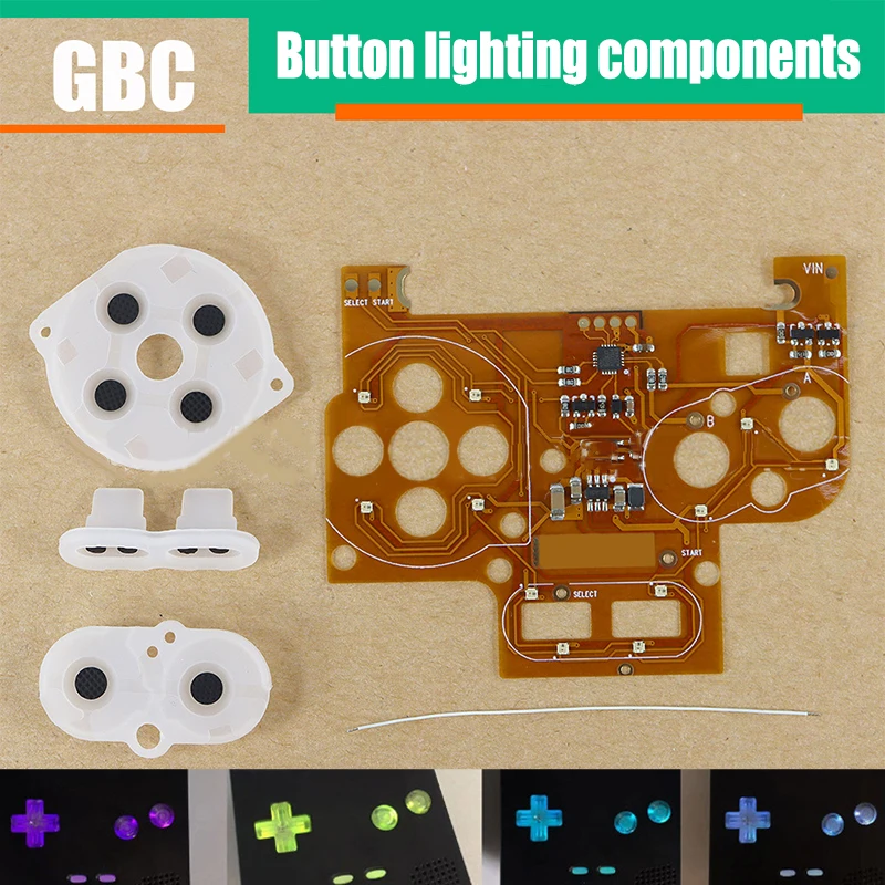 1set LED Lučka Gumba za Komplet Za GameBoy Color LED Luči Traku Odbor Za GBC DIY Gumb Light Color Kompleti