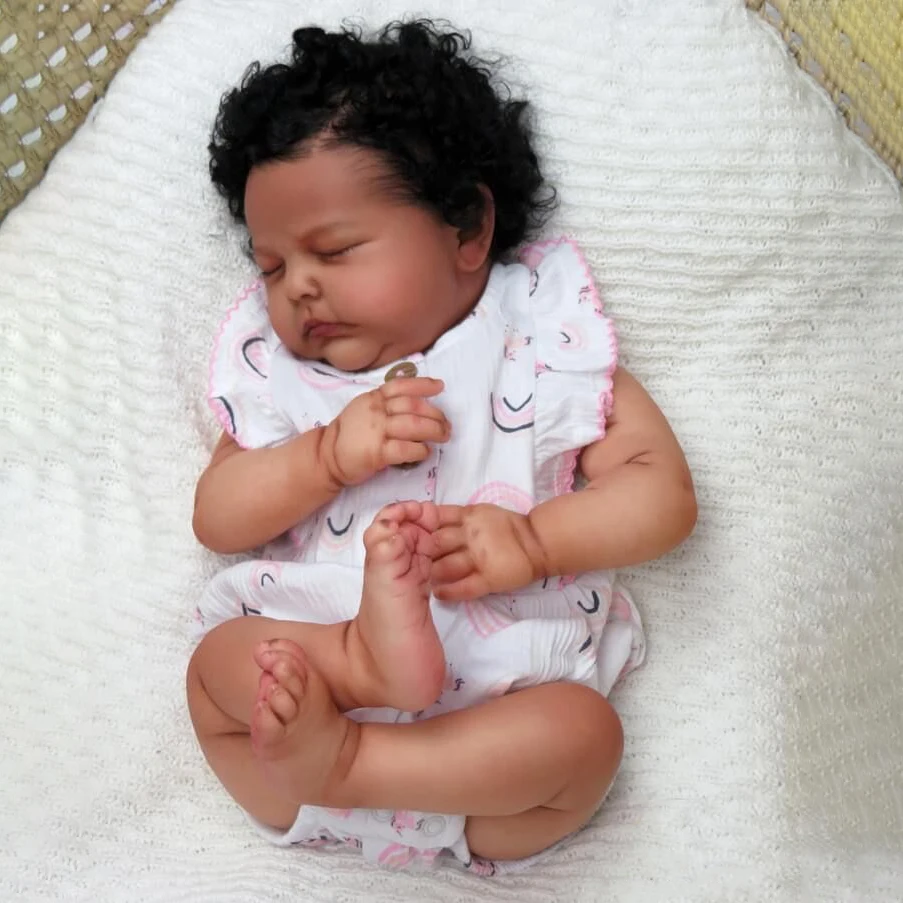 20 palčni Veren Končal Bebe Prerojeni Bonecas Krpo Telo Temno Rjavo Kožo, 3D Naslikal Lutka Tessa Newborn Baby Igrača Slika