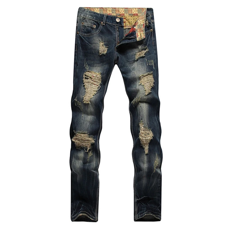 2021 Oblikovalec Moške Jeans Hlače Fit Slim Light Blue Hole Denim Joggers Moški Stiski Uničeno Hlače pantalon hombre Kavbojke