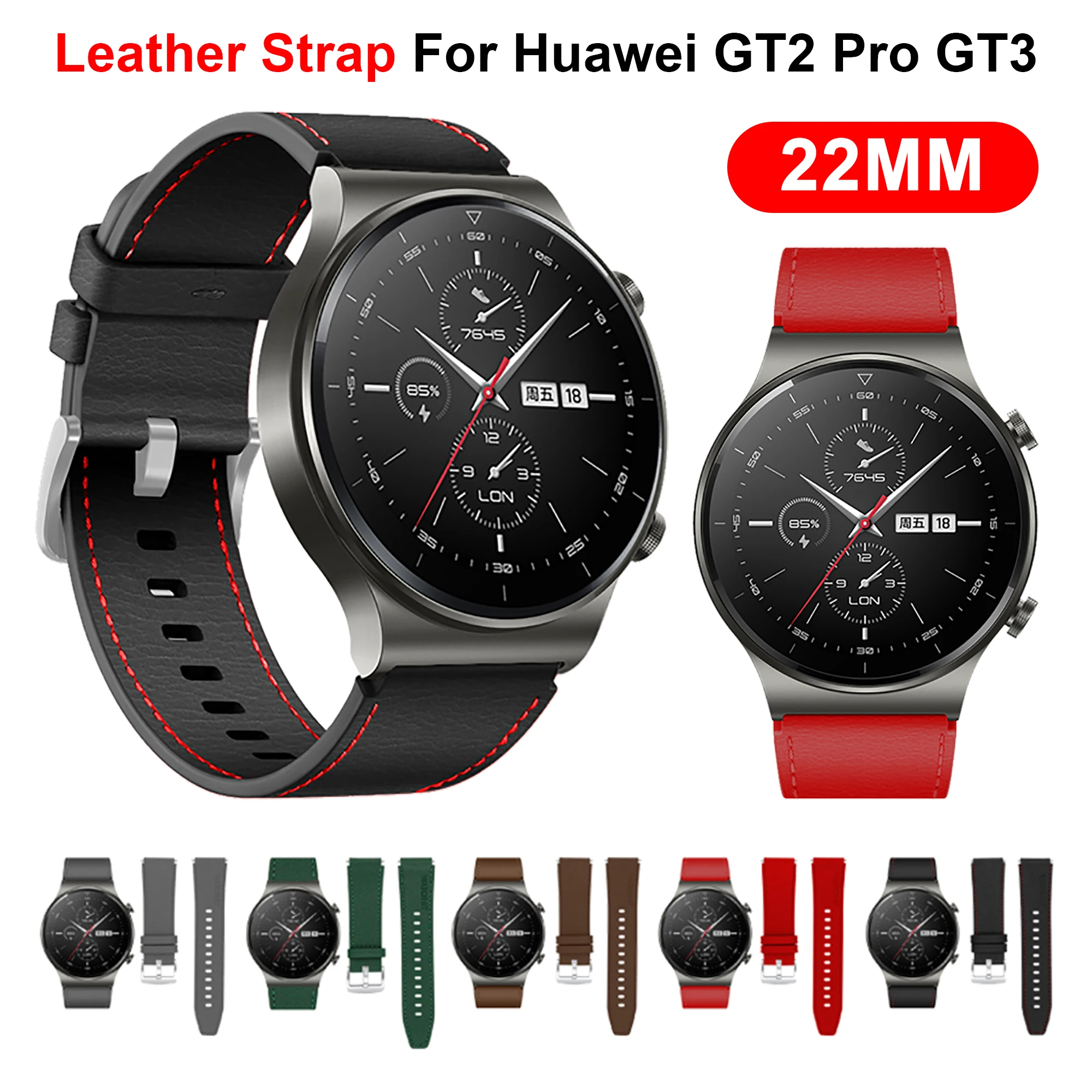 22 MM Usnjeni Trak za Huawei Watch GT2 Pro Smartwatch band Zapestnica za Huawei GT2 GT3 GT4 46MM Amazfit GTR 2 3 4 Watch Correa
