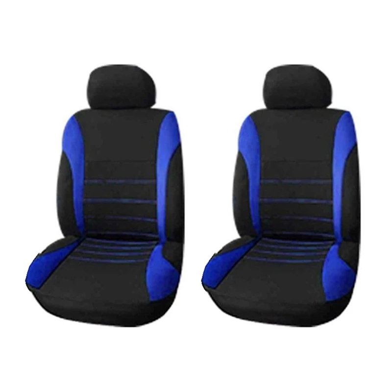 2X Sprednji Avtomobilski Sedež Zajema Sprednja zračna Blazina Pripravljen Šport Vedro Sedeža, 2-Delni Set Avtomobile Sedežnih prevlek (Black + Modra)