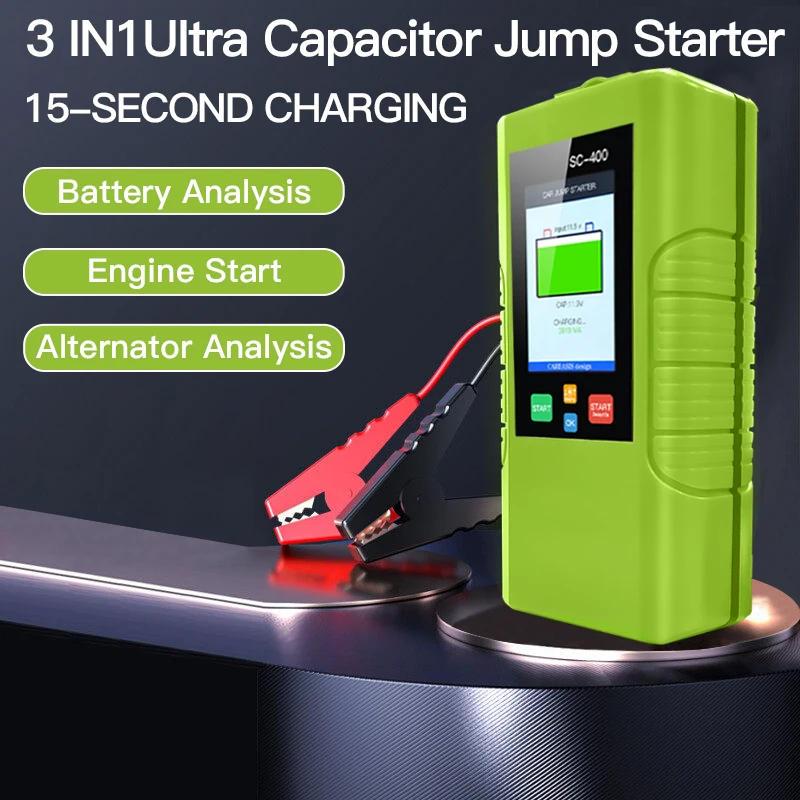 3 In1 Avto Jump Starter 15 Drugem Hitro Polnjenje Baterije Analiza Motor Super Kondenzator Baterije 1000A Moči Banke