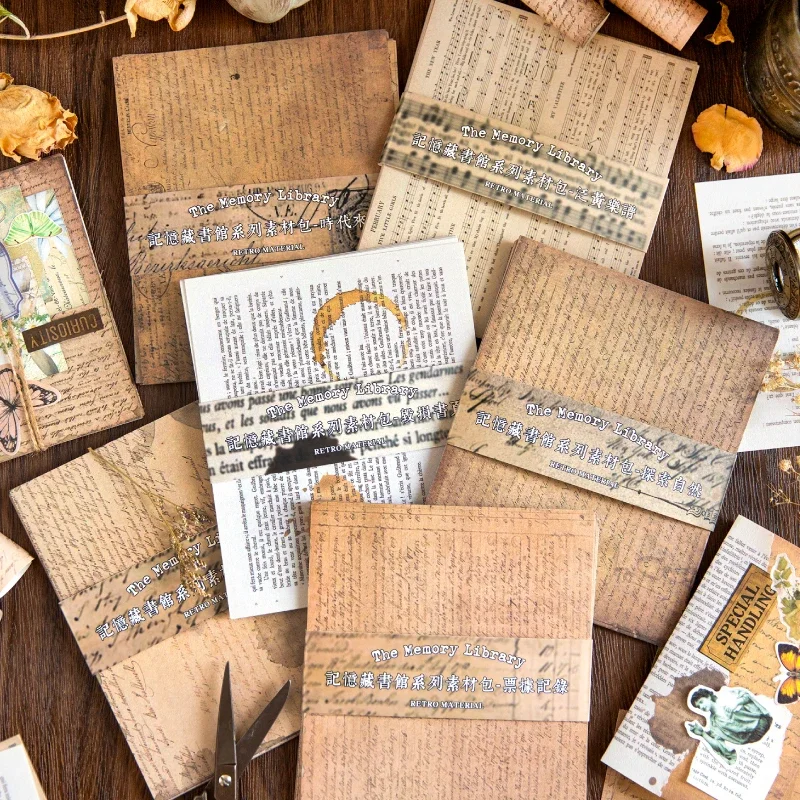 30 kosov Materiala Paket Memory Knjižnica Serije Letnik y angleški Strani Knjige Materiala Dekoracijo Znanja Papirja, 6 vrst