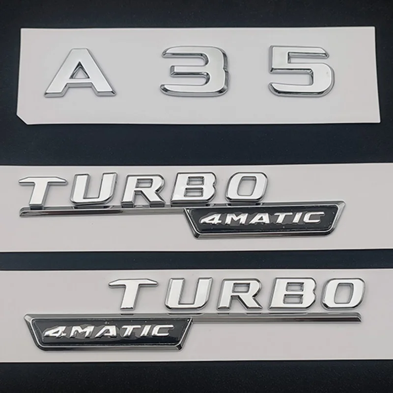 3D ABS Chrome Logotip A35 Črk, Nalepke Prtljažniku Avtomobila Značko Fender Turbo 4matic Simbol Za Mercedes A35 AMG W176 W177 Dodatki