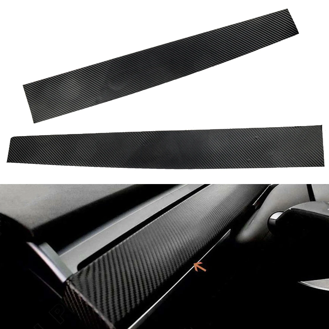 3D Tekstura iz Ogljikovih Vlaken Avto armaturne plošče Plošča Nalepke Trim Kritje Zaviti Nastavite Black Primerna za Tesla Model 3 Y 2017 2018 2019 2020 2021