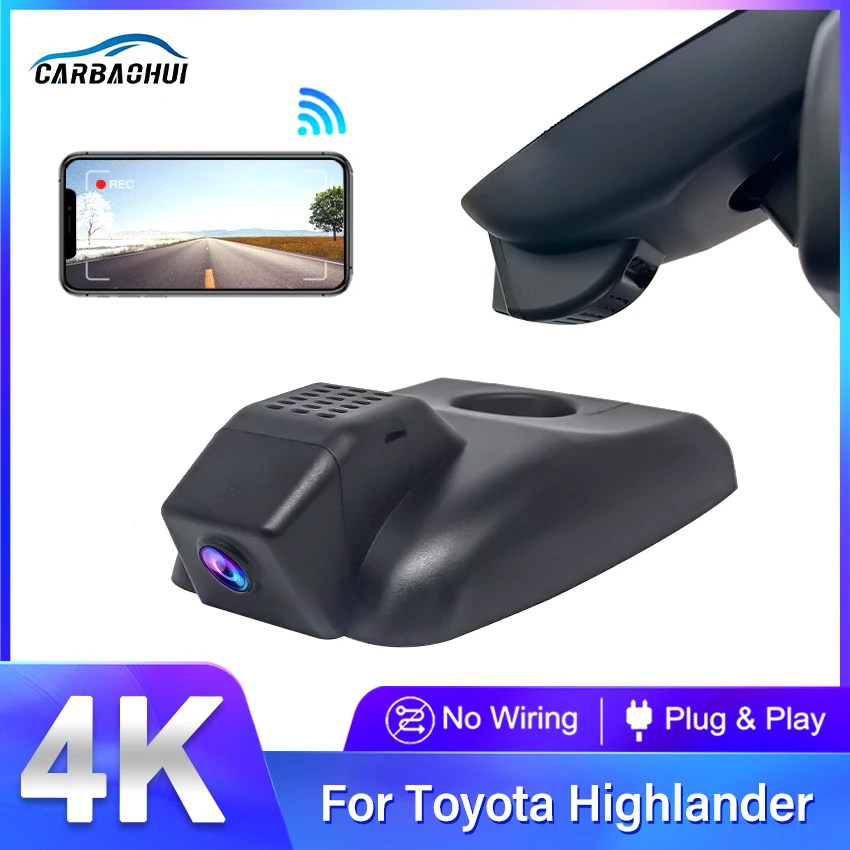 4K Avto DVR Dash Cam Kamera, Wifi Snemalnika Videa Za Toyota Highlander XU70 XU50 2017 2018 2019,Plug and Play 2160P DashCam