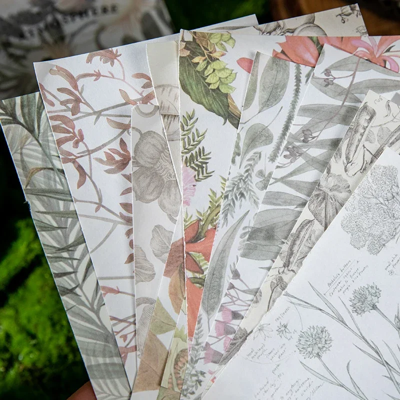 50 Listov Material, papir književnih in umetniških preprost in svežih rastlin kolaž dekoracijo znanja pisalni papir Memo pad 4 modeli