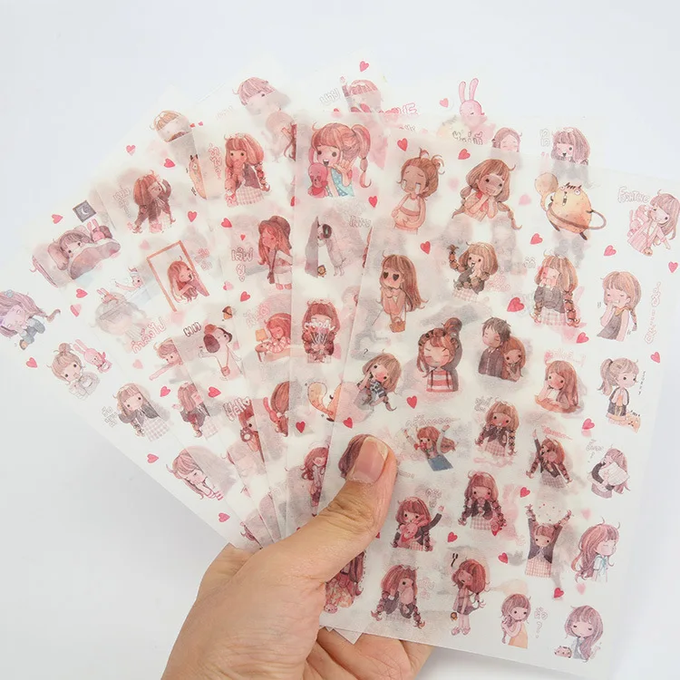 6 Kos/Paket Dekoracijo PVC Nalepka Lepe Deklice Vsakdanjem Življenju Risanka Nalepke Dnevnik Album japonski Tiskovine po Meri Estetske