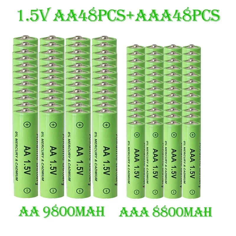 AA + AAA Rechargeablebattery AA1.5V9800mAh/1.5 VAAA 8800mah Alkalne Baterije Daljinski upravljalnik Računalnik Brivnik Zamenjajte baterije za polnjenje Ni-Mh Baterije