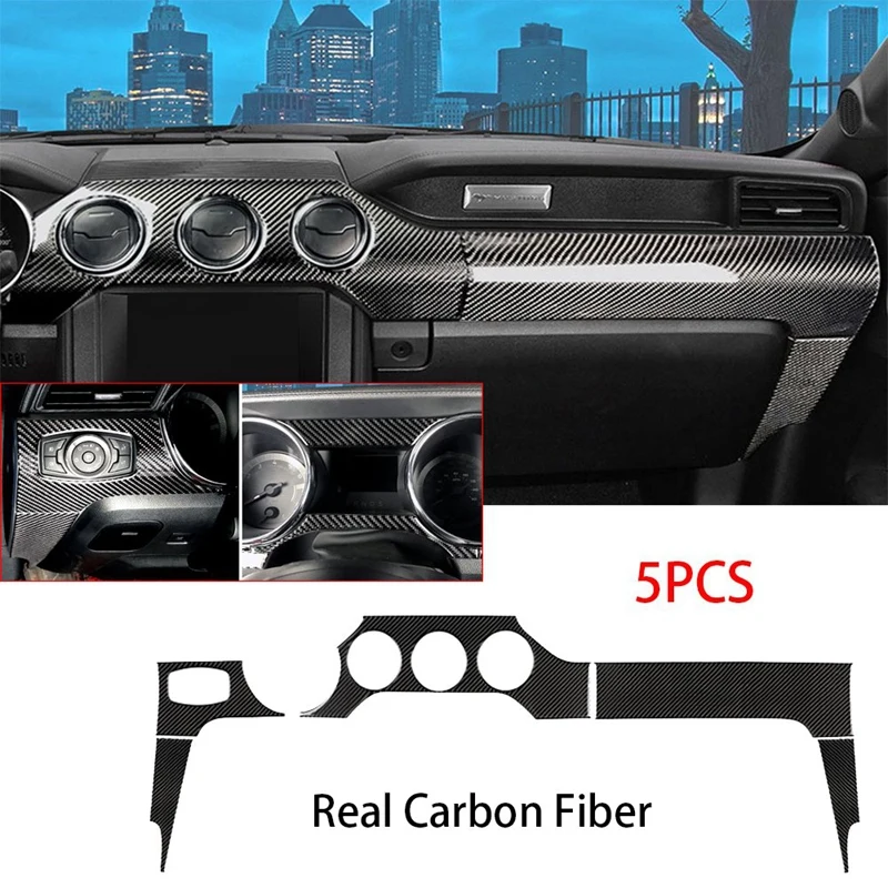 ABS Ogljikovih Vlaken Centralni Nadzorni Plošči Plošča Pokrov Trim Nalepke Za Ford Mustang 2015-2019 Avto Styling