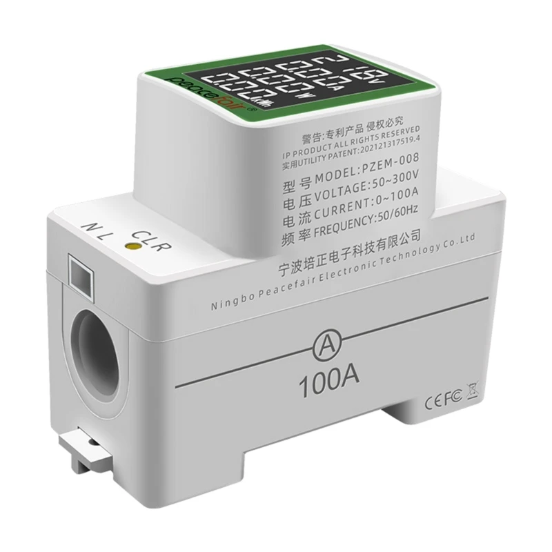 AC50V-300V 100A Volt-AMP Voltmeter-Ampermeter Wattmeter Monitor - Meter Večfunkcijsko Din Rail Tester Multimeter Vgrajen
