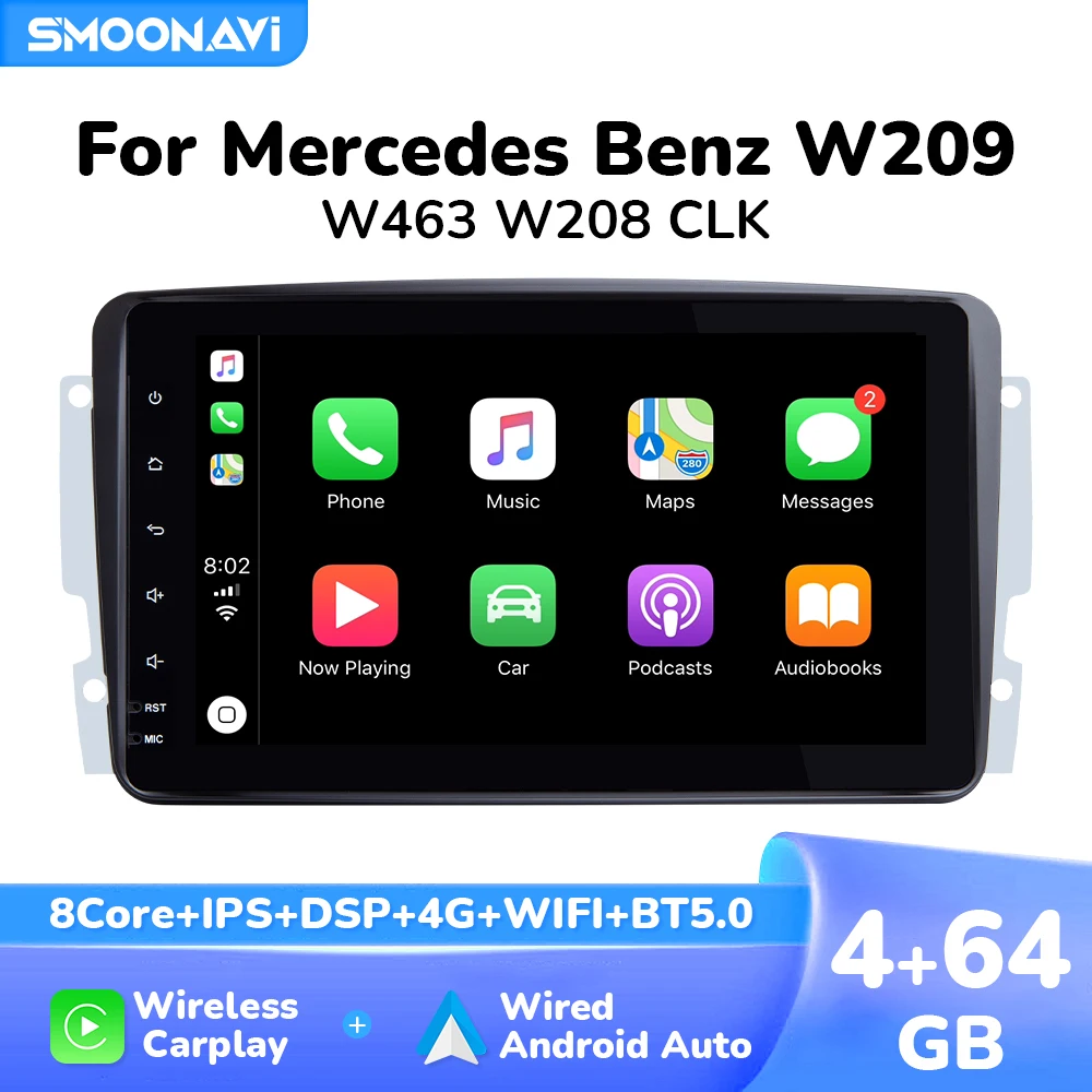 AI Telefonski Brezžični Carplay Android 12 avtoradio Večpredstavnostnih Za Mercedes Benz W203 Vito W639 W168 Vaneo CLK W209 2 Din RDS Wifi 4G