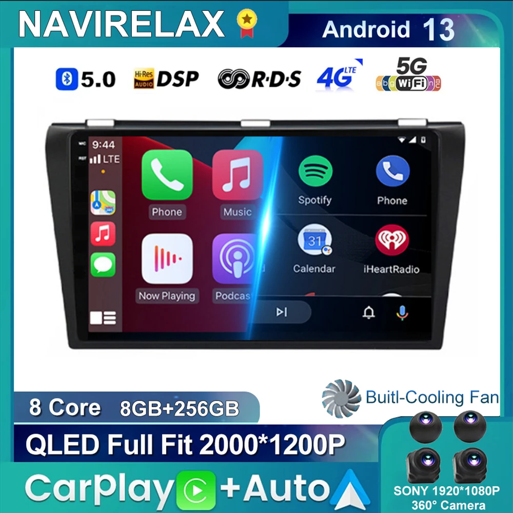 Android 13 avtoradio Multimedijski Predvajalnik Videa, Za Mazda 3 2003-2009 Bluetooth 2 Din Carplay Auto Navigacija GPS DSP CSD 360