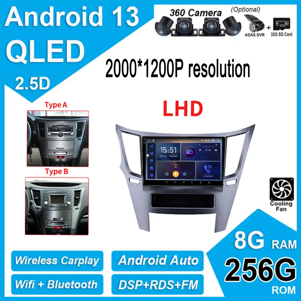 Android 13 Za Subaru Outback 4 Zapuščina 5 2009-2014 Avto Radio, WIFI Multimedijski Predvajalnik DSP Auto Video Carplay Stereo Navigacijo