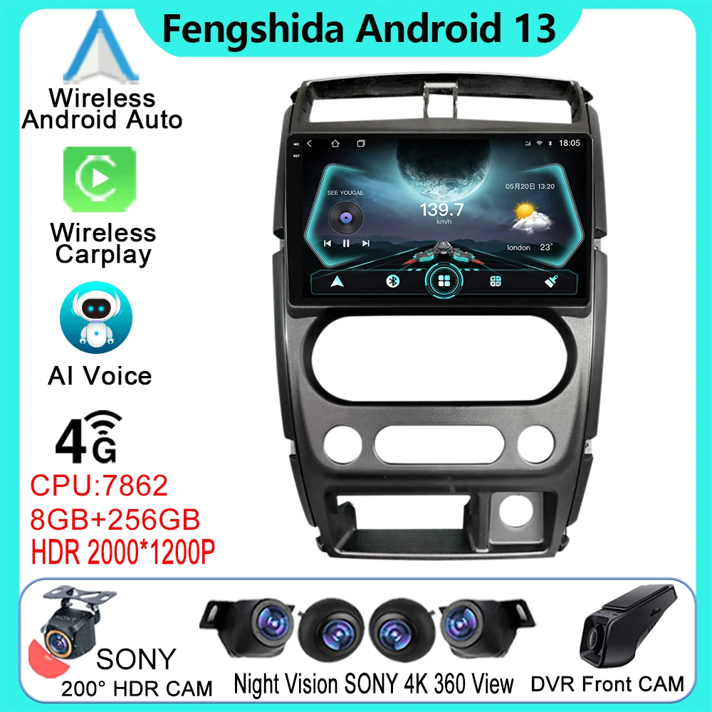 Android13 Za Suzuki Jimny 3 2005-2019 Avto Auto Radio Stereo Multimedijski Predvajalnik Carplay GPS Navigacija Vodja Enote WIFI NE 2DIN DVD