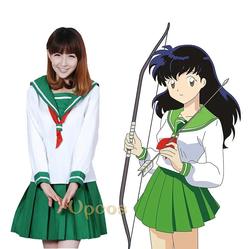 Anime Inuyasha Higurashi Kagome Cosplay Kostum Šoli JK Enotno Obleko