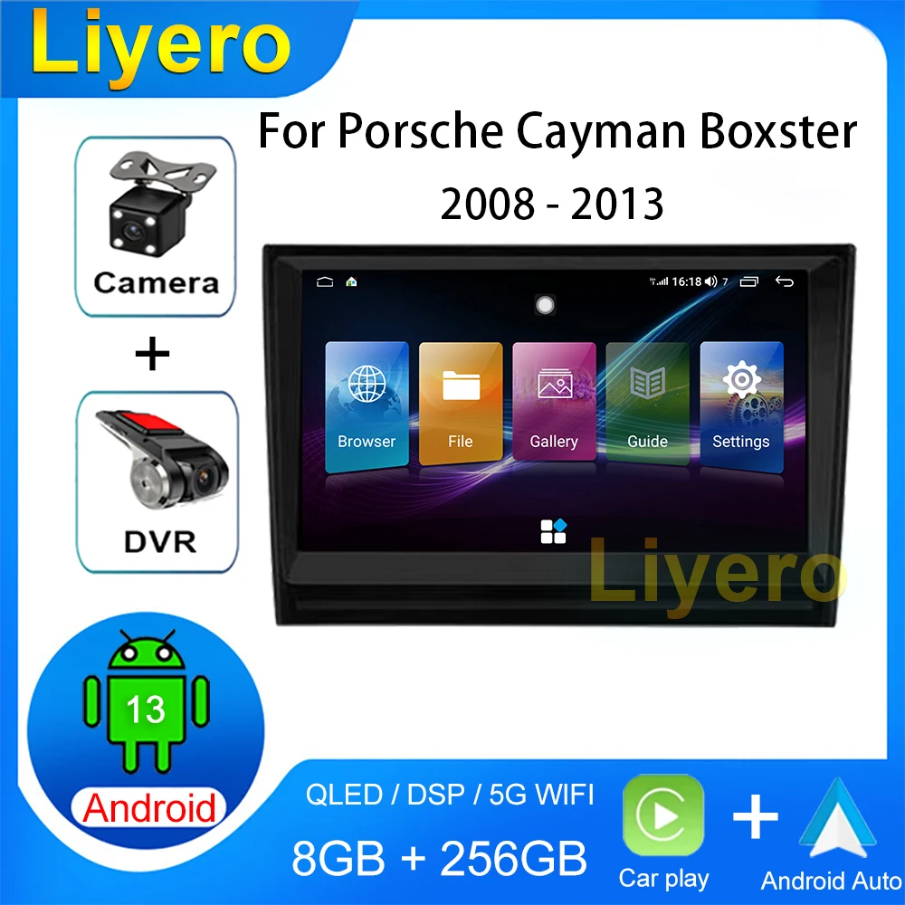Avto Radio Za Porsche Cayman Boxster 2008-2013 CarPlay Android 13 Auto GPS Navigacijski DVD Multimedijski Predvajalnik Video Stereo 4G DSP