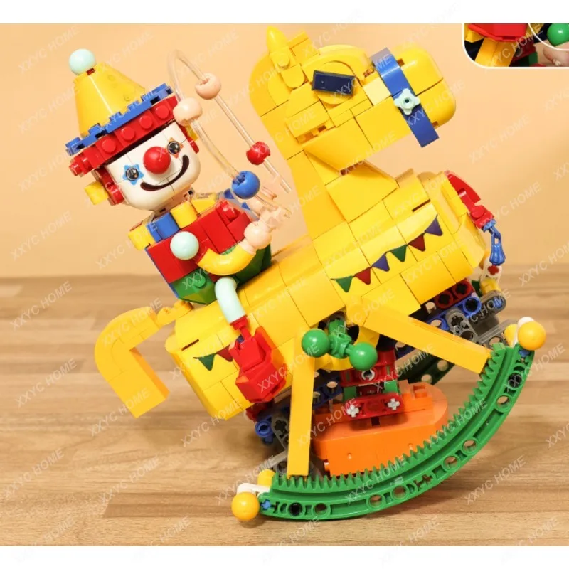 Božič Klovn Zibanje Konja gradniki Sestavljenih otroške Puzzle Igrača Dekoracijo