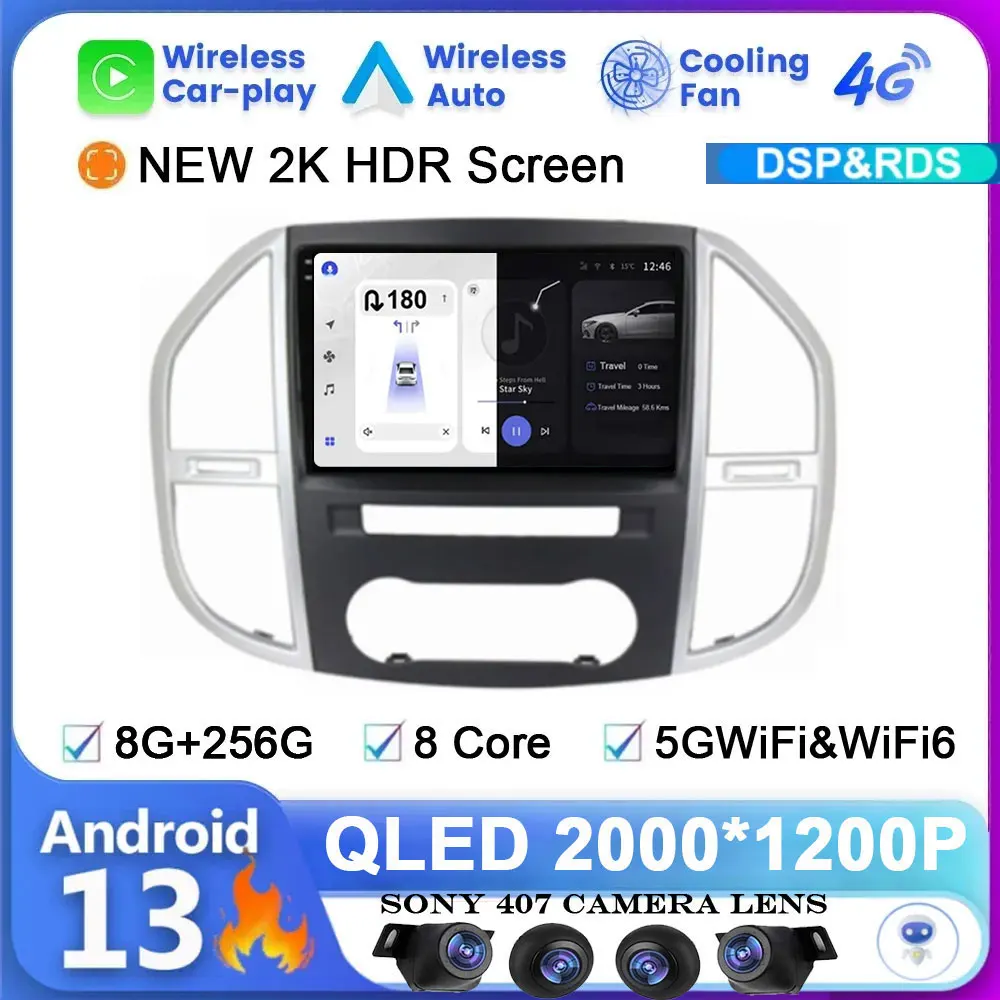Brezžični CarPlay Android 13 Sistem avtoradia Za Mercedes Benz Vito 3 2014 - 2020 Večpredstavnostna Video Navigacija GPS 2din Autoradio