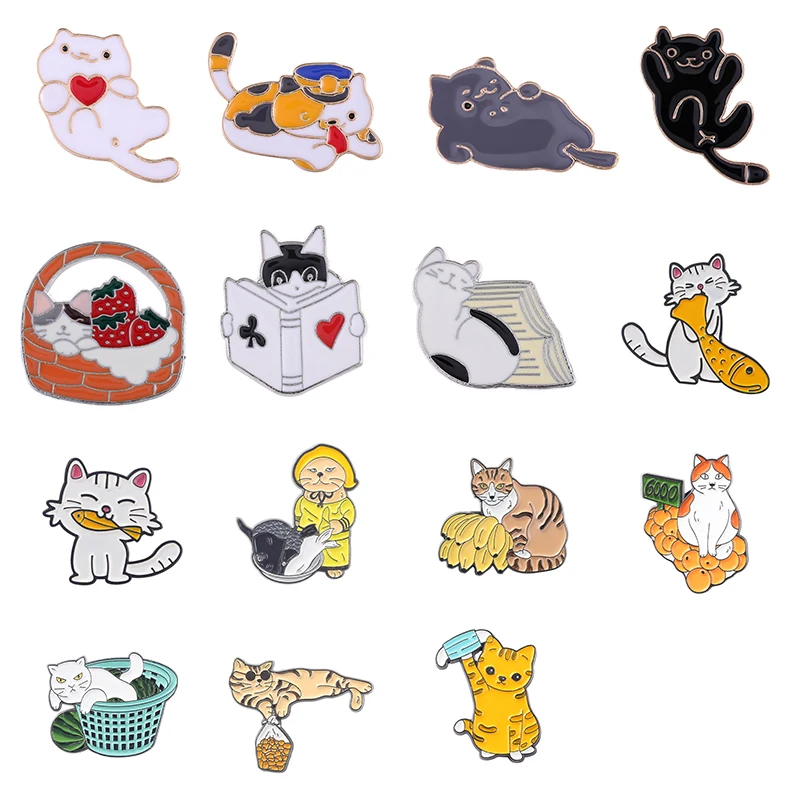 Cartoon živali broška Luštna mačka styling pin Preprost kovinski značko Pripomočki na debelo Pošlji prijatelji darila