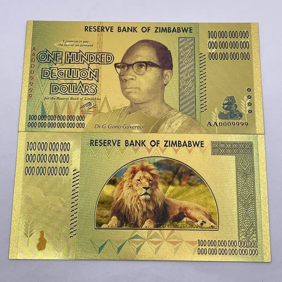 Classic 100 decillion Dolarjev Zimbabve 24K Zlata ali Srebra Bankovcev z UV Svetlobo za Zbiranje Darilo