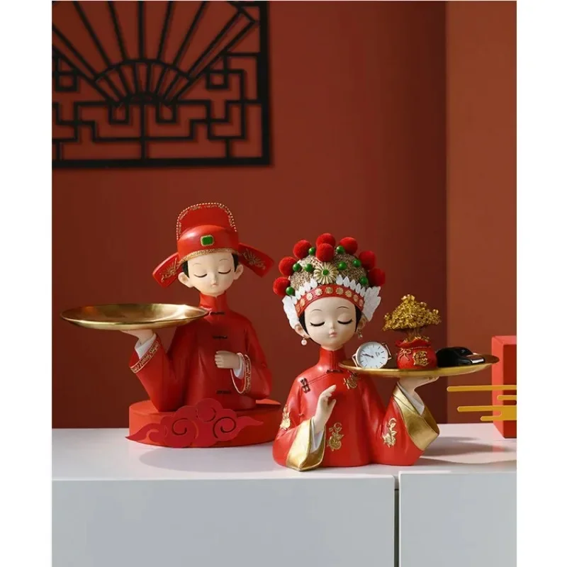 DyuIhr Kitajski retro nevesta tipko shranjevanje pladenj ustvarjalno dekoracijo doma smolo obrti namizja za shranjevanje dekoracijo poročna darila