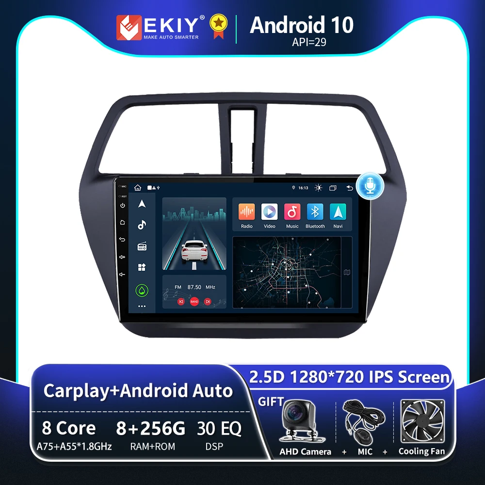 EKIY T8 avtoradia Za Suzuki SX4 2 S-Cross 2012 - 2016 Večpredstavnostna Video Predvajalnik Navigacija GPS Android Auto CarPlay Ne 2 Din DVD