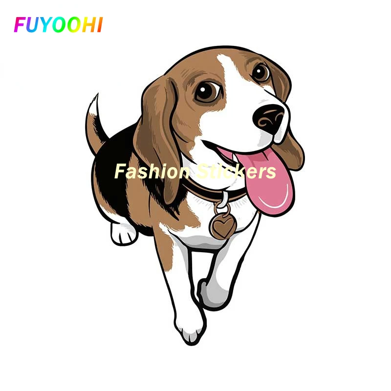 FUYOOHI Zunanjost/Protection Mode Nalepke Osebnost Srčkan Malo Leni Beagle Kuža Pes, Risanka Fine PVC Nalepke Avto Nalepke