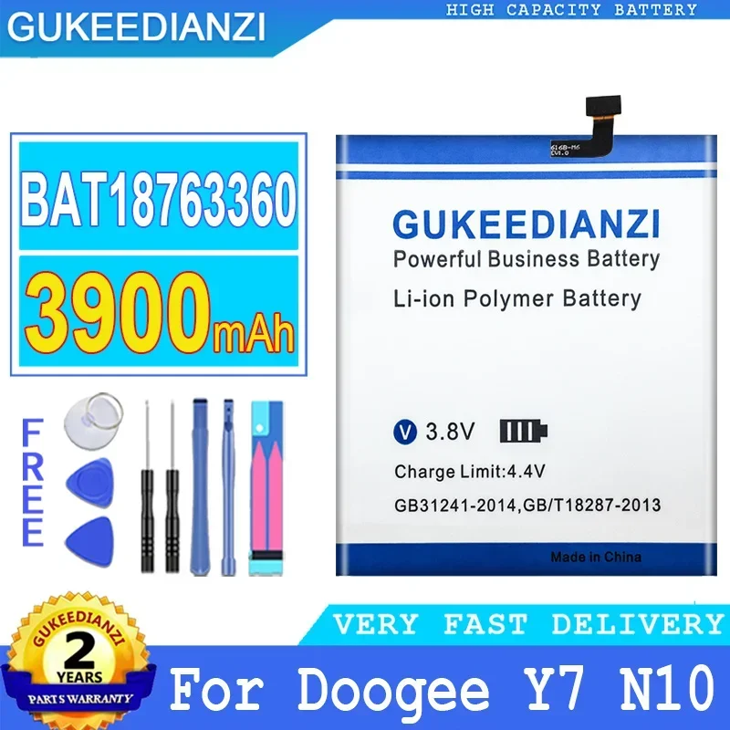GUKEEDIANZI Baterija za Doogee Y7, Velike Baterije, BAT18763360, N10, 3900mAh