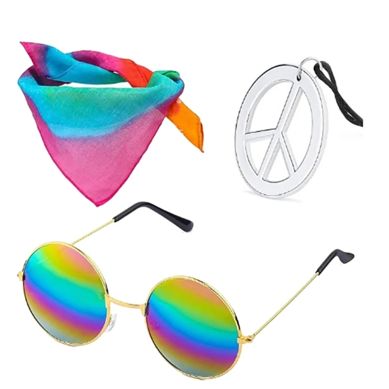 Hipi Ogrlica Krog Hipi sončna Očala Kompleti za Hipi Fancy Obleko Pribor