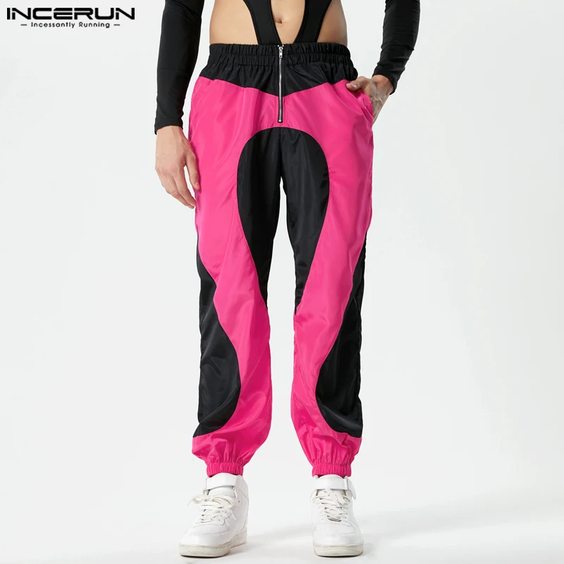 INCERUN 2023 Ameriški Stil Novo Mens Hlače Modni Ulica Zadrgo Design Pantalons Priložnostne Vse-tekmo mozaik Dolge Hlače S-5XL