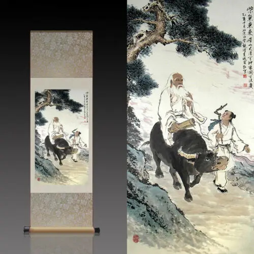 Kitajska Svila se Pomaknite Slikarstvo v Angleščino tze za vožnjo kravo Domov Dekoracijo soba dekor estetske stenski dekor