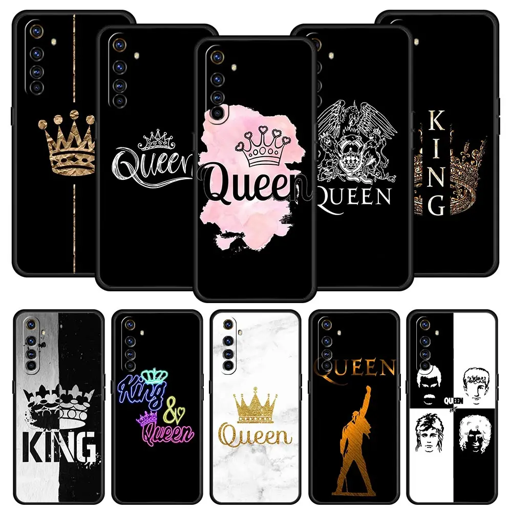 Kralj Kraljica Ljubitelje Nekaj Primeru Telefon Za Realme 10 9 8 5 G 7 6 GT2 Pro Plus 9i 8i C21 C11 C25 C35 GT Neo 2 3 3T Mehko Črni Pokrov