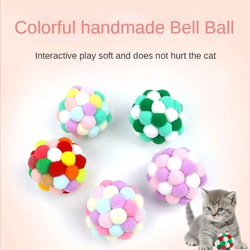 Mačja Igrača Kroglice z Bell,Pisane Mehke Mehke Kroglice,Vgrajene v Bell za Mačka,Interaktivno Igranje,Žvečilni Igrača za Notranje Mačke & Kitten