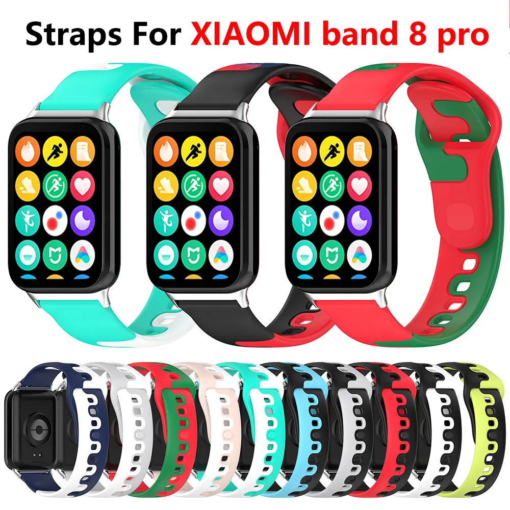 Mehke Silikonske Watchbands Za XIAOMI MI BAND 8 pro Dveh barvnih jermenčki Zamenjava Pasu Zapestnica športen Bedeti Dodatki