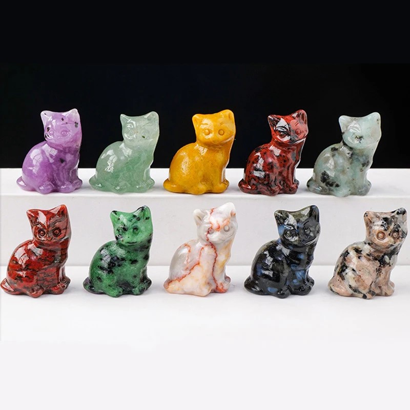 Naravni Kamen Mačka Kip Zdravilni Kamen Moonstone Živali Kristalno Bogastvo Rezbarije Mačke Obrti Doma Dekoracijo Namizni Okrasek