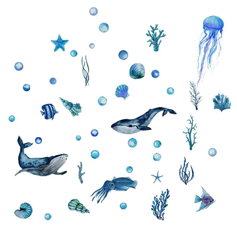 Ocean Fish Stene Decals Je Pod Morjem Svetlobne Nalepke Sijoča, Ribe, Želve Meduze Stenski Dekor Podvodni Sea World Wall Art Za