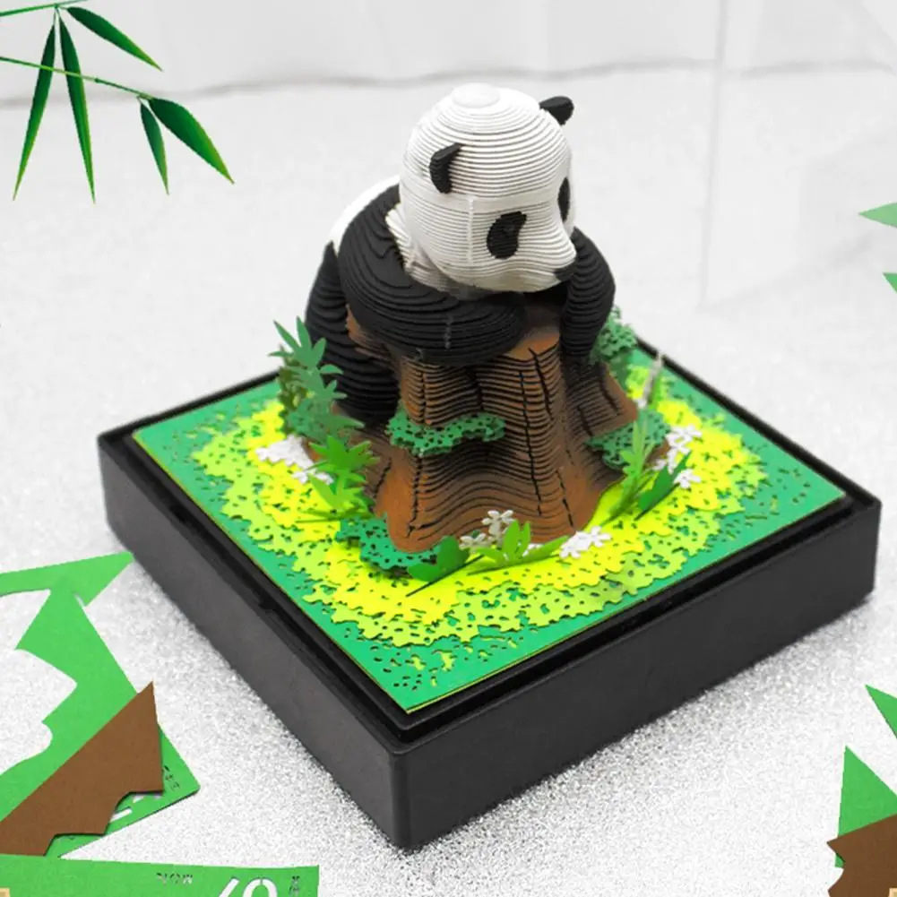 Omoshiroi Blok 3D Beležnica 2024 Koledar Z Lahka 3D Orjaški Panda Papir Carving Umetnosti Model Koledar Memo Pad Opombe Desk Decora