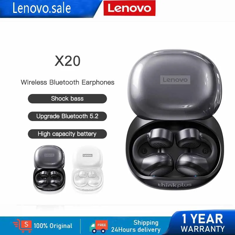 Original Lenovo Thinkplus X20 Brezžične Slušalke Bluetooth 5.2 Uho Posnetek Touch Kontrole Čepkov Bas Gaming Slušalke