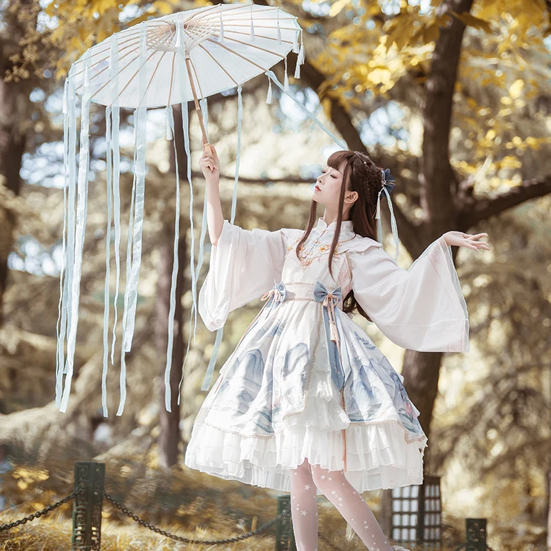 Original lolita Linghidden op dolgo sleeved Kitajski slog Han elementi Lolita obleko