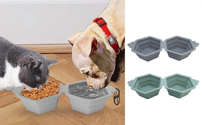 Pes Sklede silikonski pes zložljiva skledo 2 v 1 lahek pet pes dovajalen skledo reuseable hrane za hišne živali vode pladenj za hišne živali acccessories