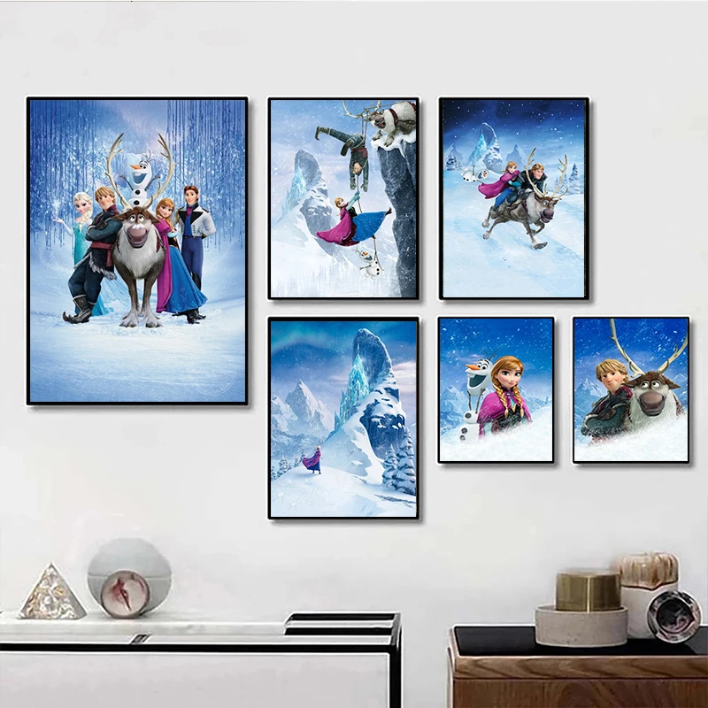 Princesa Ana Elsa Platna Slike Disney Moive Plakati In Risanka Natisne Wall Art Slik, Ki Živijo Otroci Soba Dekor