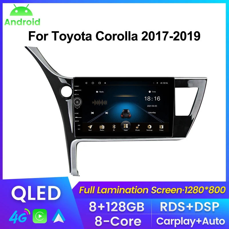 QLED Zaslonu avtoradia Za Toyota Corolla 11 Auris LHD RHD 2017 - 2018 Multimedijski Predvajalnik Navigacija GPS Za Carplay Android auto