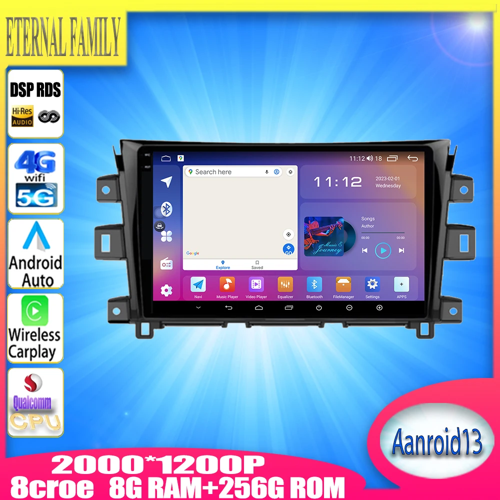 Qualcomm Android 13 avtoradio Za Nissan NAVARA Meje NP300 2011-2018 Večpredstavnostna Video Predvajalnik Navigacija GPS Carplay WIFI 4G