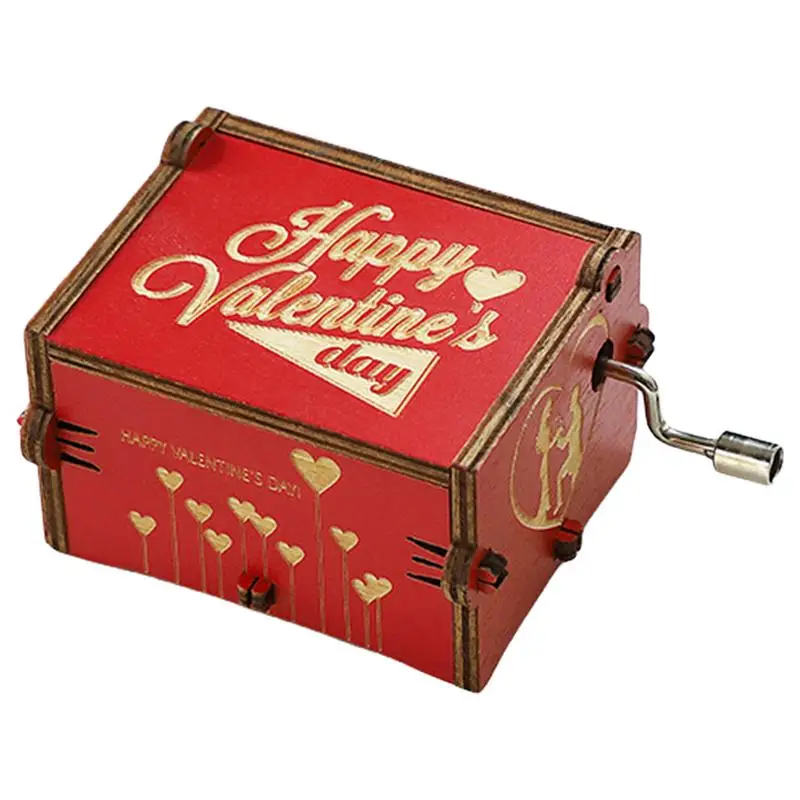 Rdeča Music Box Rdeča Antik Vgravirana Lesene Darilo Za Ljubitelja Edinstveno Darilo Za Ljubimec Fant, Punca, Mož, Žena, Za Božič