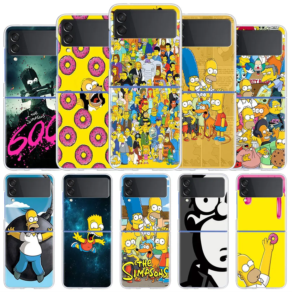 Risanka The Simpsons Ohišje Za Samsung Galaxy Ž Flip 3 4 5 G Pregleden Težko Mobilni Telefon Kritje ZFlip Jasno PC Luksuzni Lupini Coque