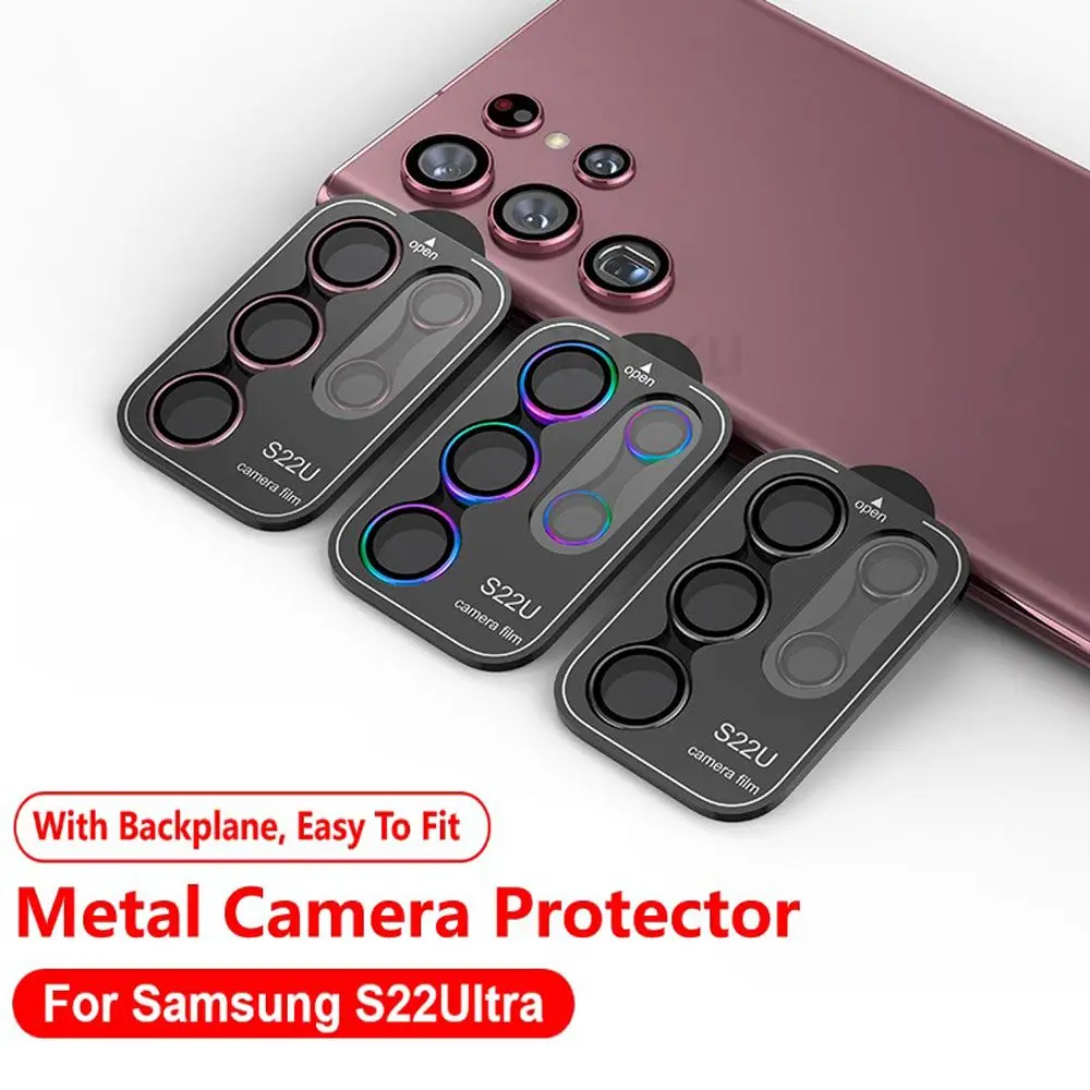 Samsung Galaxy S22 Ultra Objektiv Kamere za Varovanje sluha Kovinski Fotoaparat Obroč Primeru Kaljeno Steklo Za Samsung S22 Ultra 5G Zaščitni pokrov