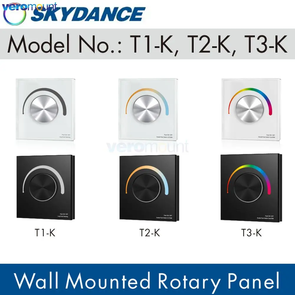 Skydance DC12-24V T1-K/T2-K/T3-K Rotacijski Zid Plošča DIM/SCT/RGB LED Krmilnik za Sngle Color/Barvna Temperatura/RGB LED Trak